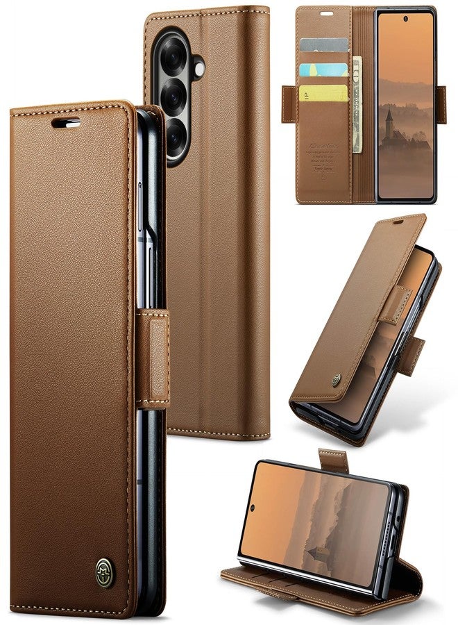 Rerzoiro for Samsung Galaxy Z Fold 7 Case, Premium PU Leather Wallet Case Flip Cover with [RFID Blocking][Card Holder][Stand Function] Shockproof Protective for Samsung Galaxy Z Fold 7, Brown - Image 1