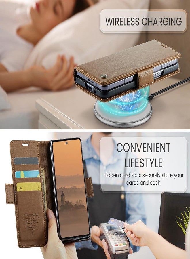 Rerzoiro for Samsung Galaxy Z Fold 7 Case, Premium PU Leather Wallet Case Flip Cover with [RFID Blocking][Card Holder][Stand Function] Shockproof Protective for Samsung Galaxy Z Fold 7, Brown - Image 4
