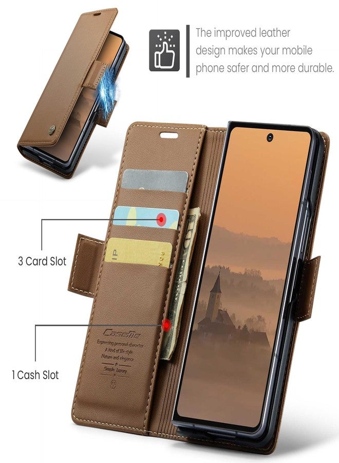 Rerzoiro for Samsung Galaxy Z Fold 7 Case, Premium PU Leather Wallet Case Flip Cover with [RFID Blocking][Card Holder][Stand Function] Shockproof Protective for Samsung Galaxy Z Fold 7, Brown - Image 3