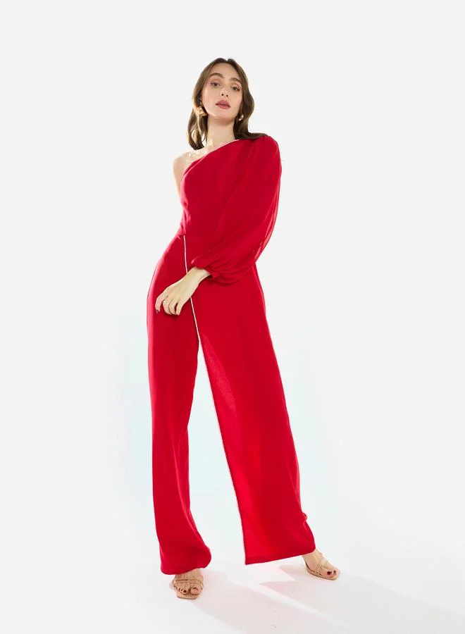 هاوس اوف مودا جمبسوت بكتف واحد وتفاصيل كريستال