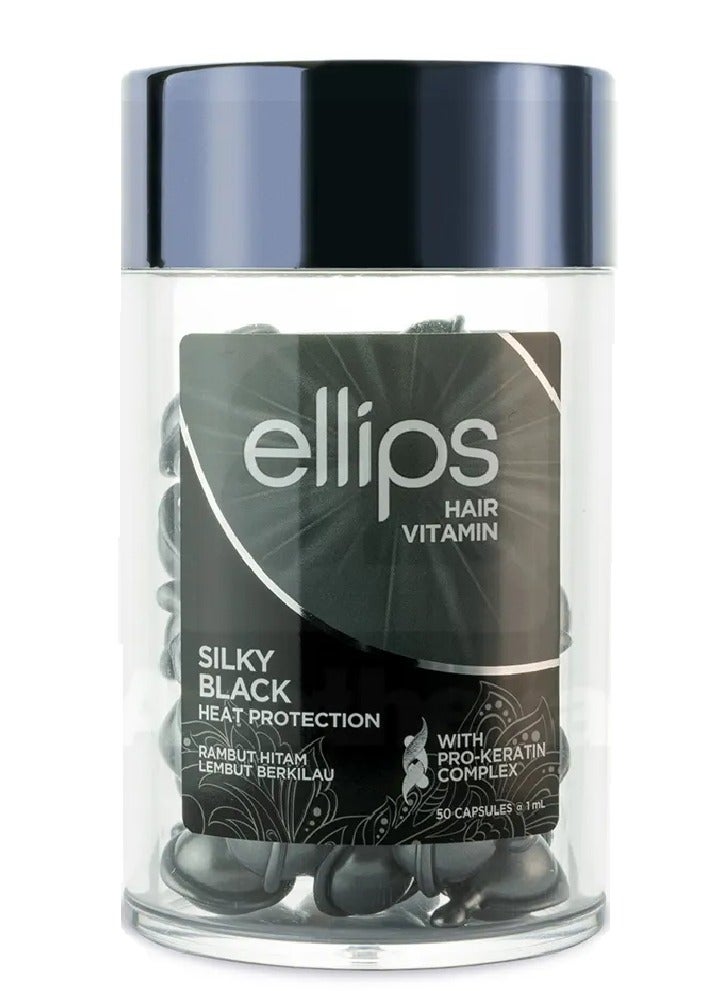 أليبس إليبس أسود حريري مع مركب البروكيراتين، حماية من الحرارة مع رامبوت هيتام ليمبوت بيركيلو، 50 كبسولة × 1 مل - Image 1