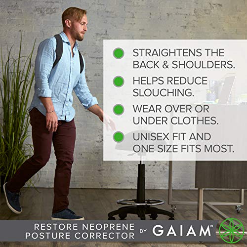 Gaiam Restore Posture Corrector for Women & Men - Neoprene Support with Adjustable Straps - Image 4