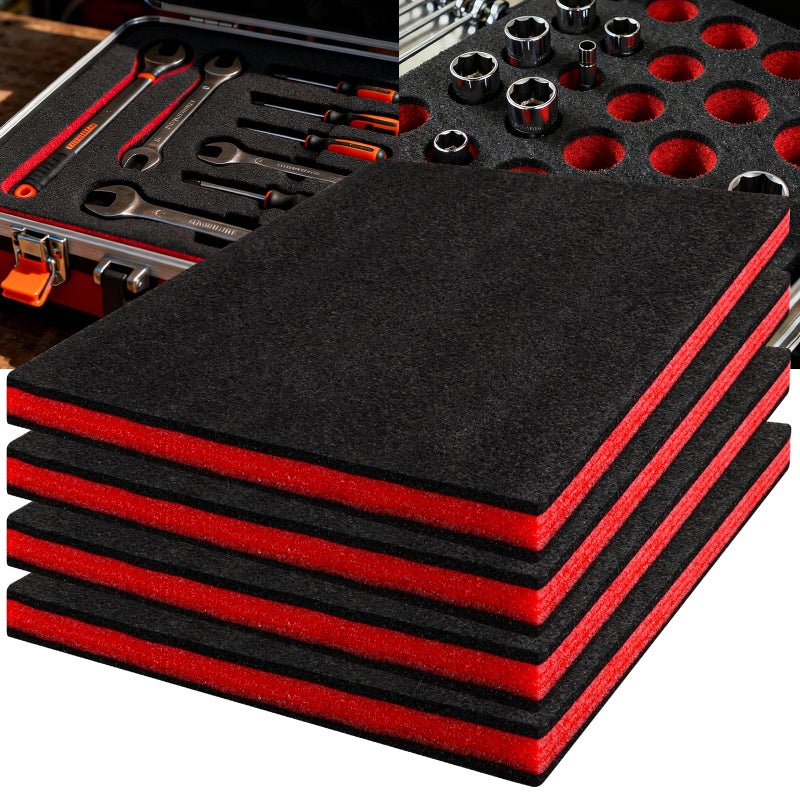 STEFORD 4Pack 16121 inch Tool Box Foam Polyethylene Shadow Kaizen Foam Pad Sheets Liner Toolbox for Hard Case Storage Insert Organizers - Image 2