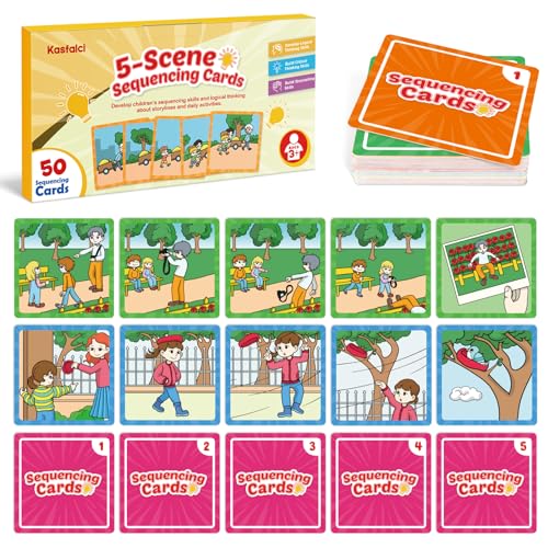 Kasfalci Sequencing Cards Sequence Game for Kids Speech Therapy Materials for Autism Improve StorytellingSocial Skills Sentence Building Preschool Learning Activities for Classroom Homeschool - Image 1