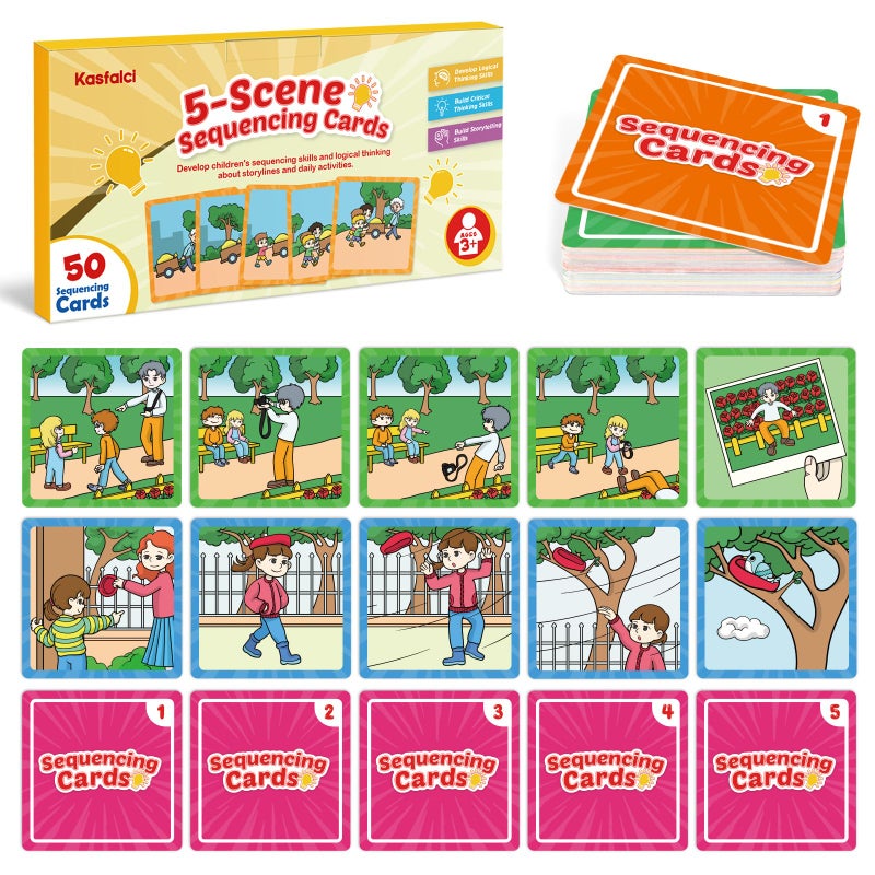 Kasfalci Sequencing Cards Sequence Game for Kids Speech Therapy Materials for Autism Improve StorytellingSocial Skills Sentence Building Preschool Learning Activities for Classroom Homeschool - Image 2