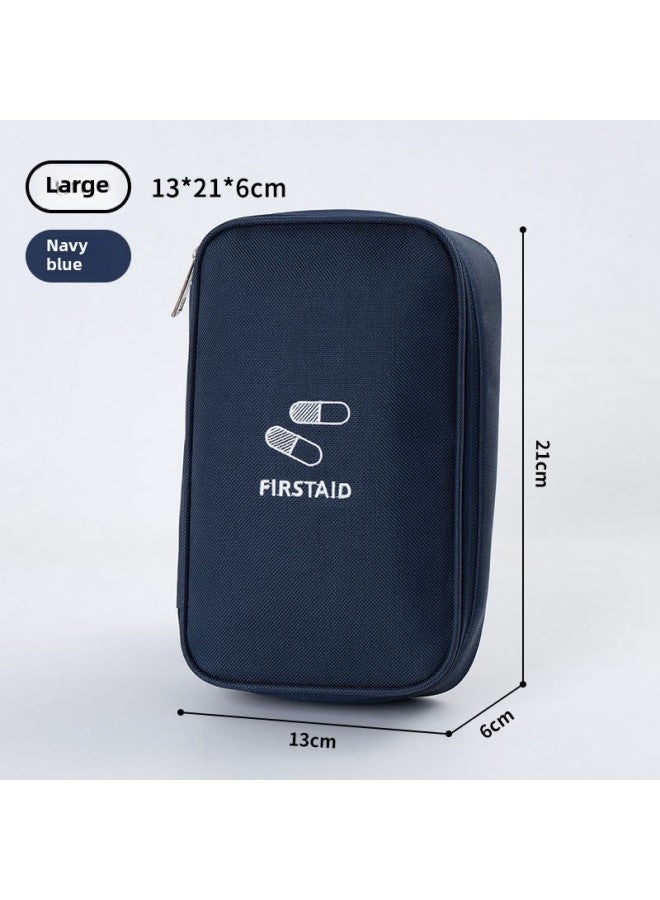 Portable Emergency Rescue Bag, Household Fabric Medical Cosmetics Bag, Portable Satchel Outdoor Travel Business Trip Small Medicine Bag-Color:Dark Blue-Capacity:Large 13*6*21CM