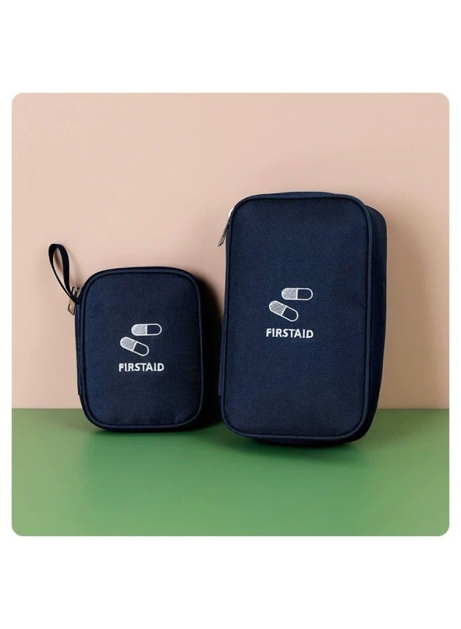 Portable Emergency Rescue Bag, Household Fabric Medical Cosmetics Bag, Portable Satchel Outdoor Travel Business Trip Small Medicine Bag-Color:Dark Blue-Capacity:Large 13*6*21CM