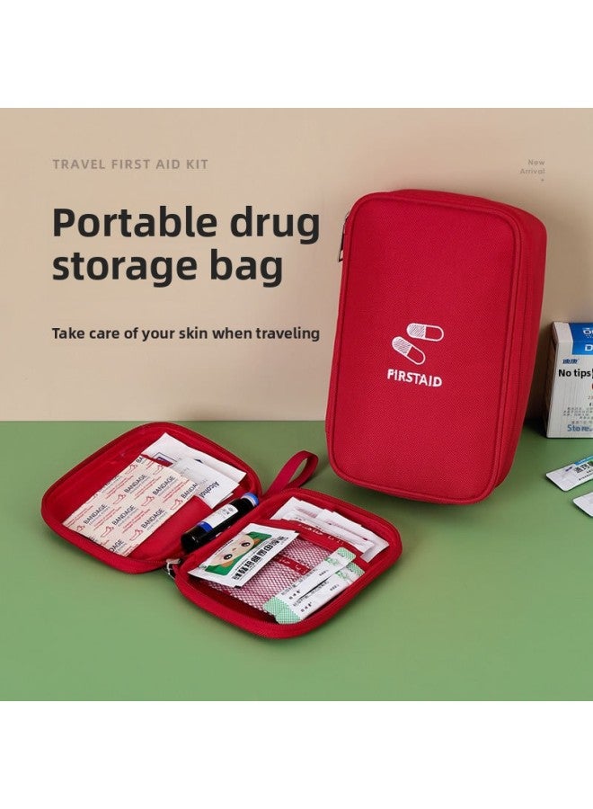 Portable Emergency Rescue Bag, Household Fabric Medical Cosmetics Bag, Portable Satchel Outdoor Travel Business Trip Small Medicine Bag-Color:Dark Blue-Capacity:Large 13*6*21CM