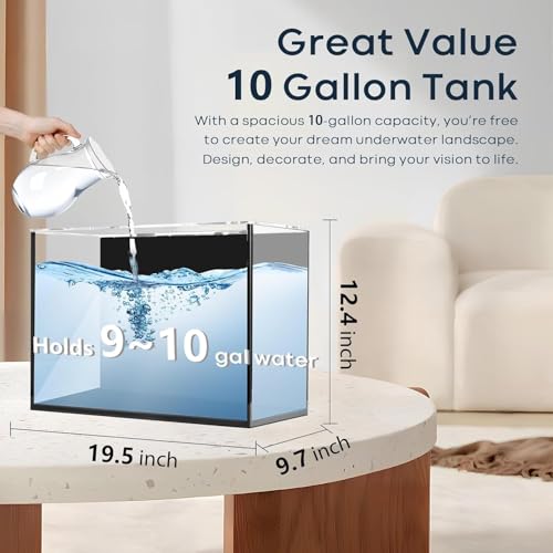 Wonderfactory 10 Gallon Glass Fish Tank Open-Back Lid, Aquarium Fish Bowl Cube for Betta Goldfish Snails Shrimp Aquatic Planting, Ultra Clear Rimless Low Iron - Image 5