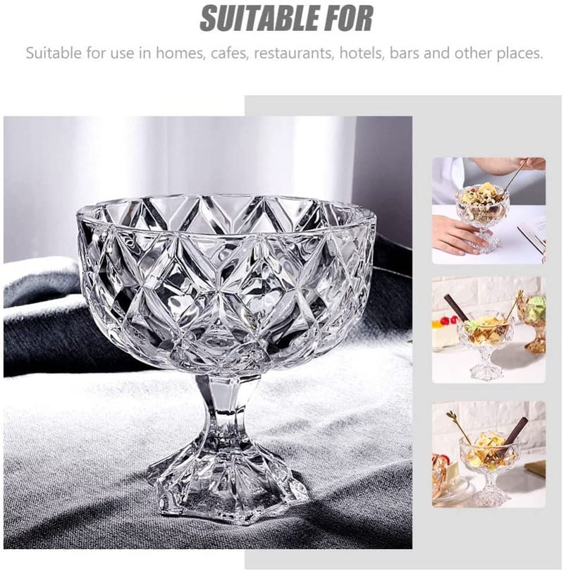 WRINGO Crystal Glass Ice Cream Bowl Home Kitchen Serving Platter or Dessert Cup for Sundae Sweets Snacks Fruit Pudding Nuts or Dip Serving Bowls Diamond Cups Set of 6 - Image 5