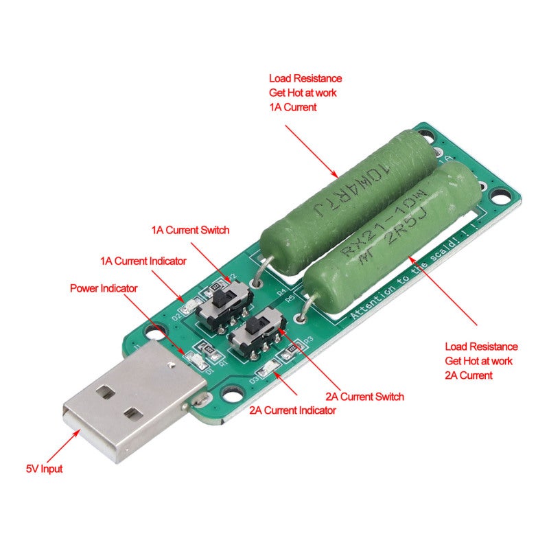 Load Tester: USB Module With Adjustable Resistance, Clear Status Indicators - Durable Construction, Compact Design For Electronic Equipment Power Testing - Image 3