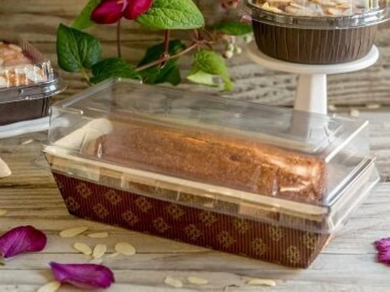 Decony أواني خبز ديكوني الورقية مع الأغطية 12 قطعة صينية خبز مع غطاء مستطيلة قابلة للتصرف لخبز الخبز والكعك حجم متوسط 7 × 3 × 2 بوصة آمنة للاستخدام في الفرن قوالب خبز ورقية ثقيلة - Image 1