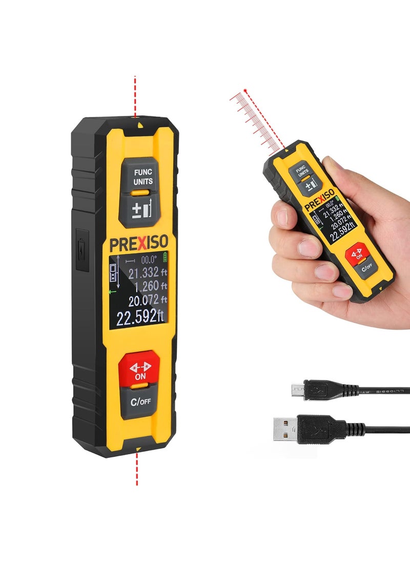 Prexiso Prexiso Dual Laser Measure 230Ft Rechargeable Laser Distance Meter Multiple Units IP54 Waterproof LithiumIon Battery Rangefinder  - Image 1