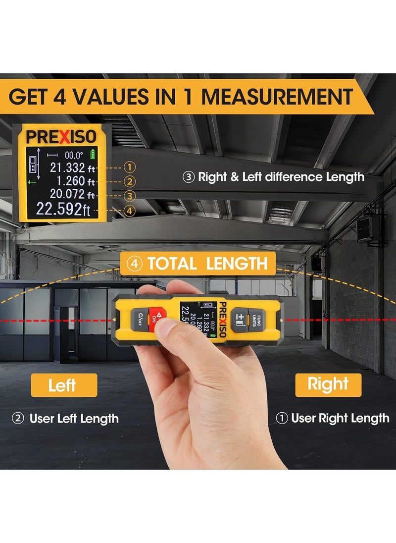 Prexiso Prexiso Dual Laser Measure 230Ft Rechargeable Laser Distance Meter Multiple Units IP54 Waterproof LithiumIon Battery Rangefinder  - Image 3