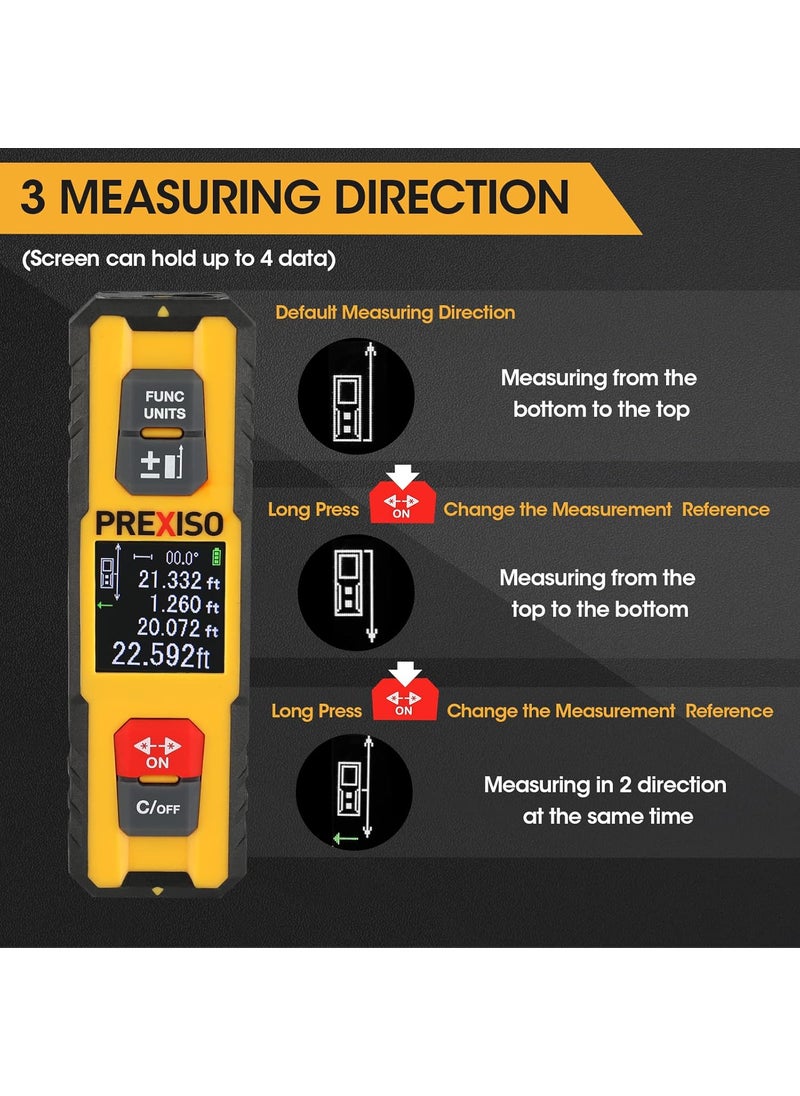 Prexiso Prexiso Dual Laser Measure 230Ft Rechargeable Laser Distance Meter Multiple Units IP54 Waterproof LithiumIon Battery Rangefinder  - Image 5
