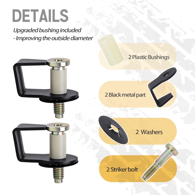 UNIGT 2 Pack Door Striker Bolts Set Includes Bushing Compatible with 1980-1997 Ford / 1987-89 Lincoln / 1981-90 Mercury Door Latch Lock Striker Bolts Replace E9AZ5422008A / 38448 - Image 4