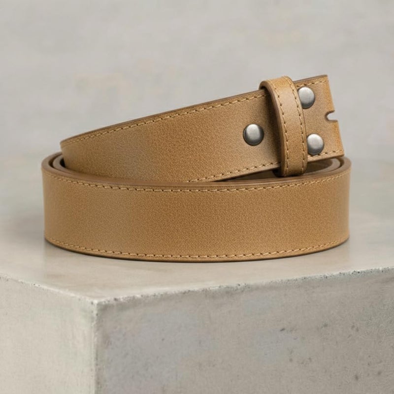 BC Belts Leather Belt Strap with Vintage Distressed Texture 1.5" Wide with Snaps (Tan/Light Brown-M) - Image 2