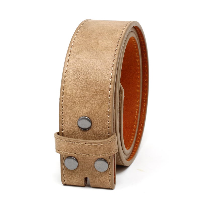 BC Belts Leather Belt Strap with Vintage Distressed Texture 1.5" Wide with Snaps (Tan/Light Brown-M) - Image 1