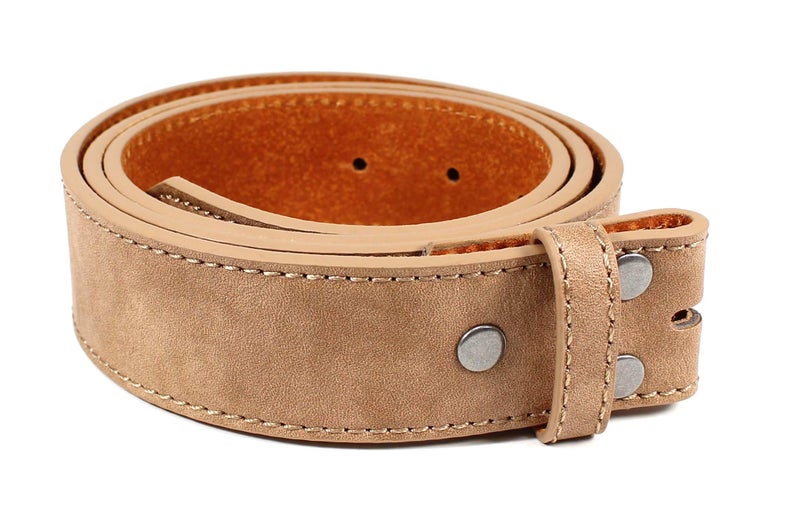 BC Belts Leather Belt Strap with Vintage Distressed Texture 1.5" Wide with Snaps (Tan/Light Brown-M) - Image 4