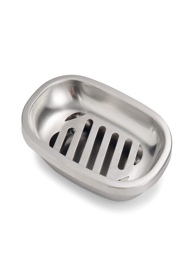 IMEEA Silver Soap Dish SUS304 Stainless Steel Brushed Soap Dish with Drain Bathroom Soap Holder - Image 1