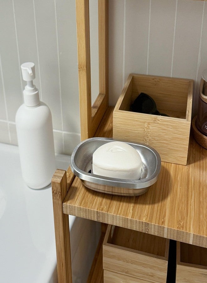 IMEEA Silver Soap Dish SUS304 Stainless Steel Brushed Soap Dish with Drain Bathroom Soap Holder - Image 3