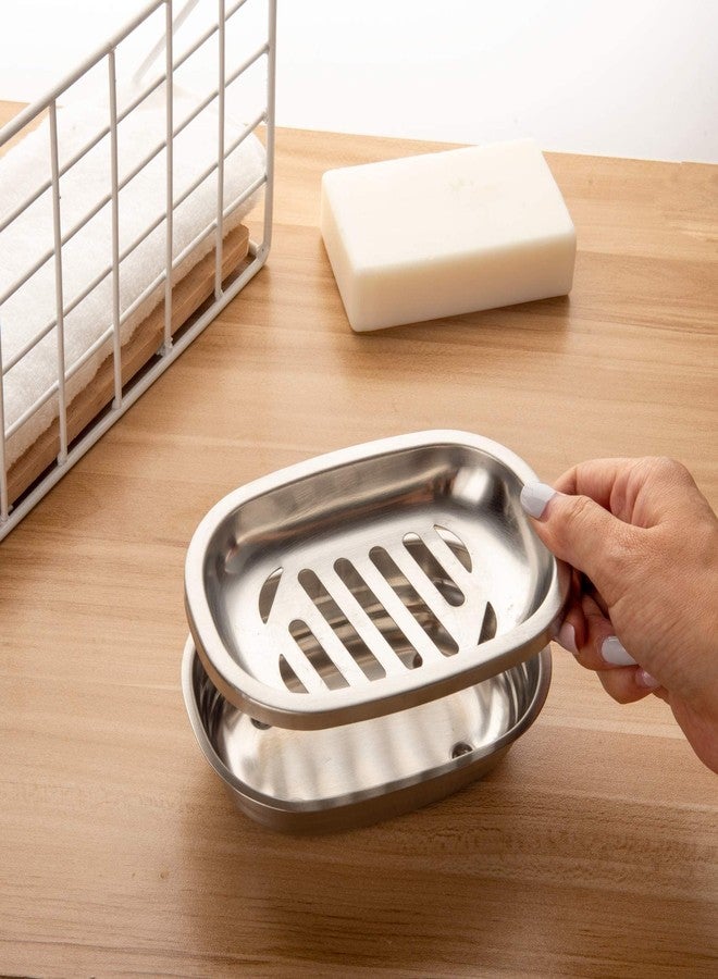 IMEEA Silver Soap Dish SUS304 Stainless Steel Brushed Soap Dish with Drain Bathroom Soap Holder - Image 4