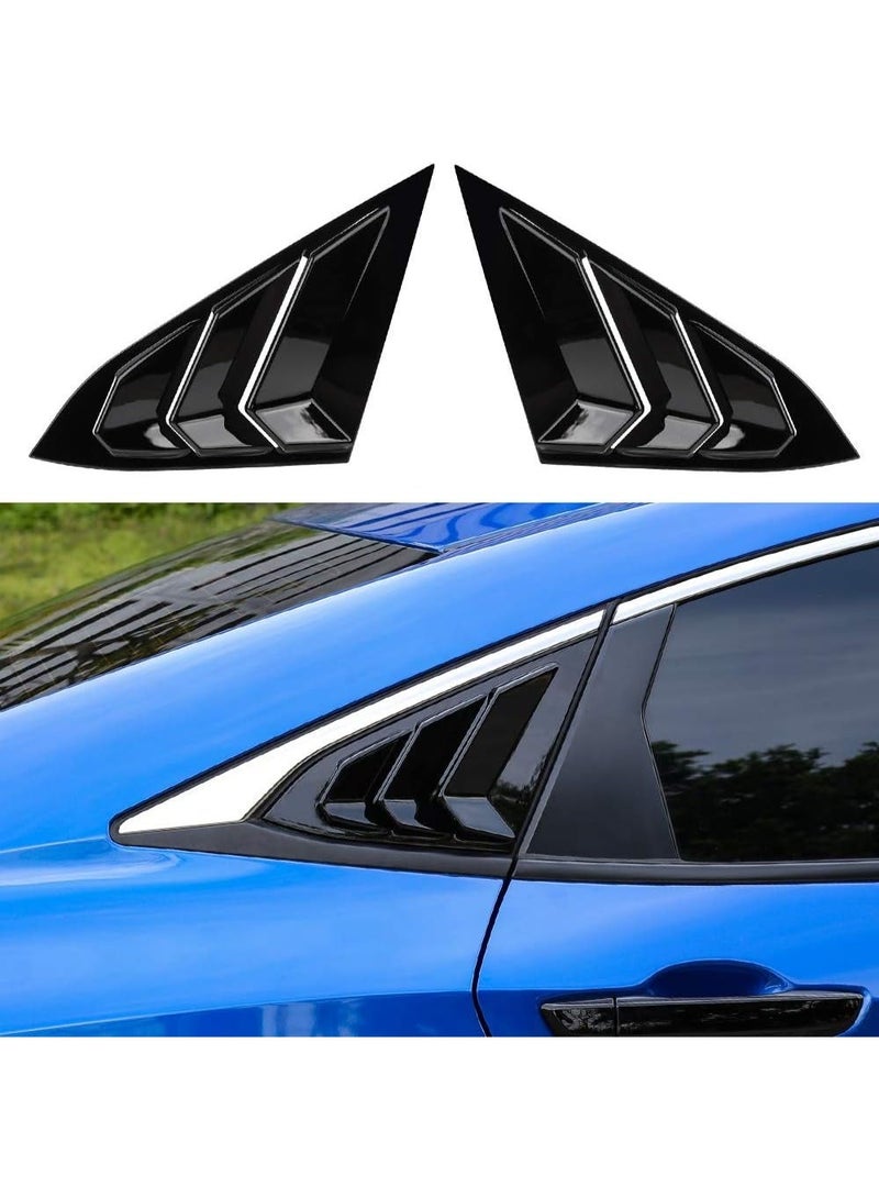 Thenice ثينيس لستائر النوافذ الجانبية الخلفية على طراز السباق مثلثية الشكل متوافقة مع هوندا سيفيك سيدان 2021 2020 2019 2018 2017 2016 - أسود بيانو - Image 1