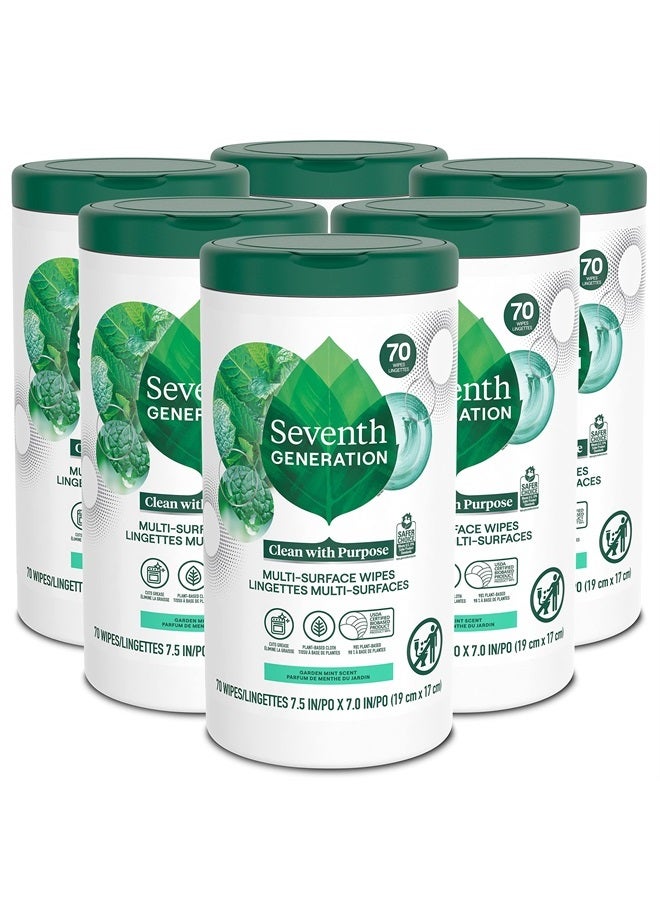 Seventh Generation Multi-Surface Wipes, Garden Mint scent, 70 ct, Pack of 6 - Image 1