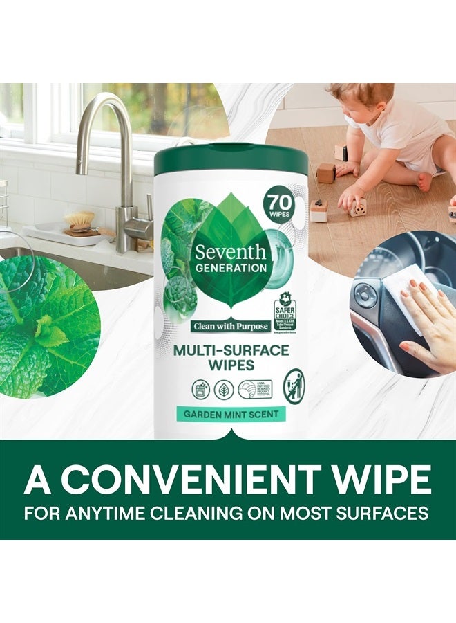 Seventh Generation Multi-Surface Wipes, Garden Mint scent, 70 ct, Pack of 6 - Image 2