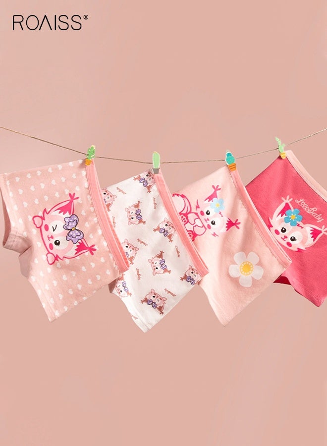 رويس طقم 4 قطع ملابس داخلية للبنات، سراويل داخلية ناعمة ومطاطية بنقوش رائعة، سراويل داخلية مسامية مع أحزمة خصر مرنة للبنات، مثالية للارتداء اليومي - Image 2