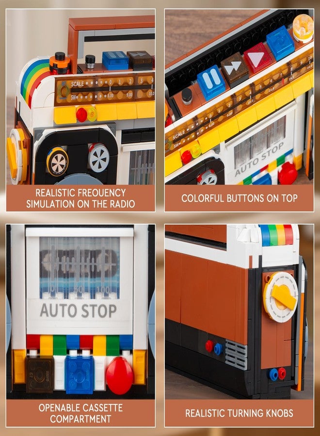 Vziimo Retro Radio Classic Series Building Blocks Set, Collectible Vintage Music Player Display Mini Model Kit, Creative Gift Toys for Adults Teens 14+ (554 Pieces) - Image 2