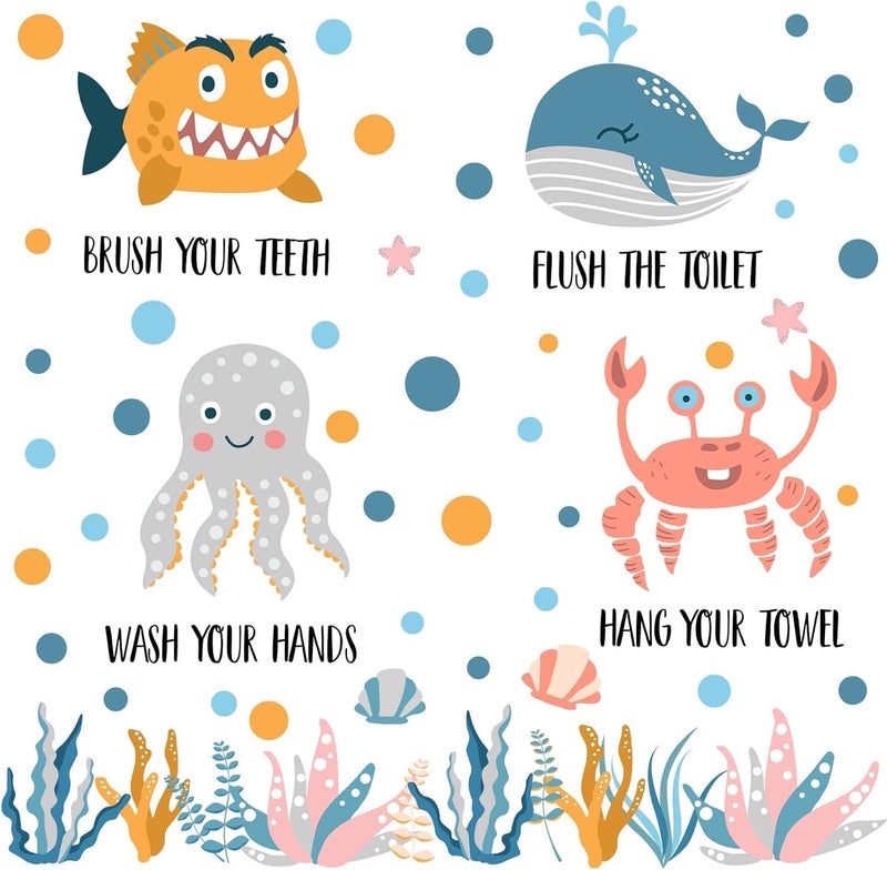BPA Sea Animal Bathroom Rule Wall Decals