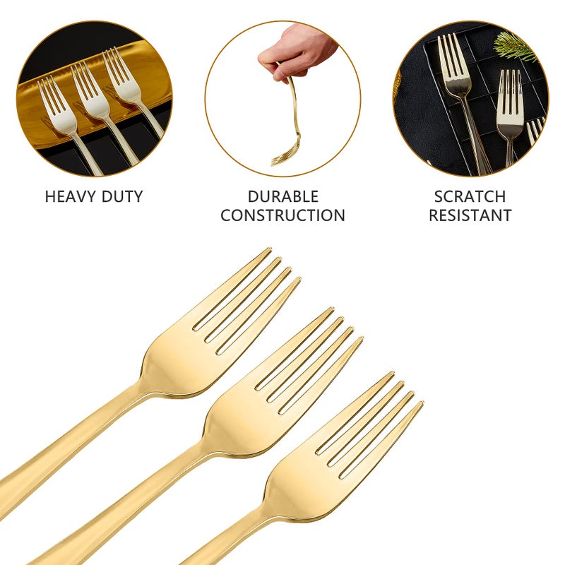N9R 180Pcs Gold Plastic Forks  Solid  Durable and Heavy Duty Plastic Forks  Perfect Utensils for Parties  Weddings and other Formal Events - Image 4