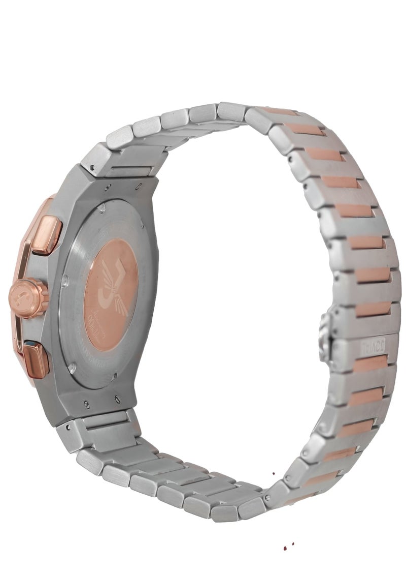 JOVIAL 1505GAMC03E  Stainless Steel Two-Tone Men's Watch, Bold Geometric Design, Black Dial, Multifunction Movement, 45MM - Image 3