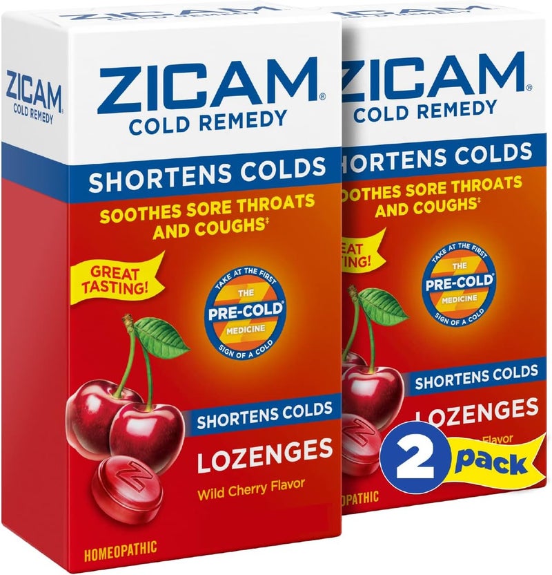 Zicam زكام علاج البرد أقراص الزنك بنكهة الكرز البري عبوة 25 عدد Pack of 2 - Image 1