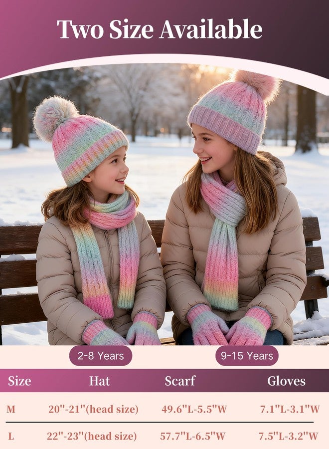 Peninpha Kids Winter Hat Gloves Scarf Set, Gift for Girls Boys Toddler w/Fleece Lined Pom Beanie Ski Cap Warm Scarf Mittens for 2-15Y - Image 3