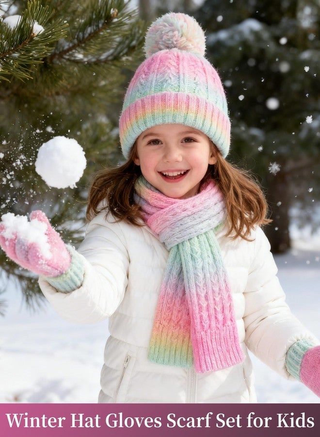 Peninpha Kids Winter Hat Gloves Scarf Set, Gift for Girls Boys Toddler w/Fleece Lined Pom Beanie Ski Cap Warm Scarf Mittens for 2-15Y - Image 2