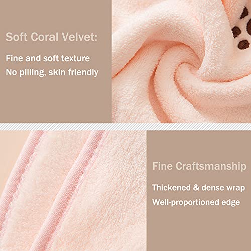 PRATIQUE 3 Pack Cute Hand Towels, Bathroom Towels with Hanging Loop, Children Hand Towel Animals, Microfiber Coral Fleece Absorbent Hand Towel for Kitchen Bathroom Bedroom (3pcs) - Image 5