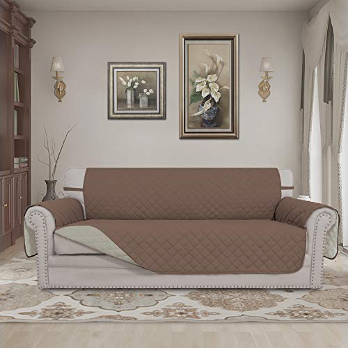 Easy-Going Reversible Oversized Couch Cover for 3 Cushion Couch Sofa Cover for Dogs Water Resistant Furniture Protector Cover with Foam Sticks for Pet (Oversized Sofa, Brown/Beige) - Image 2