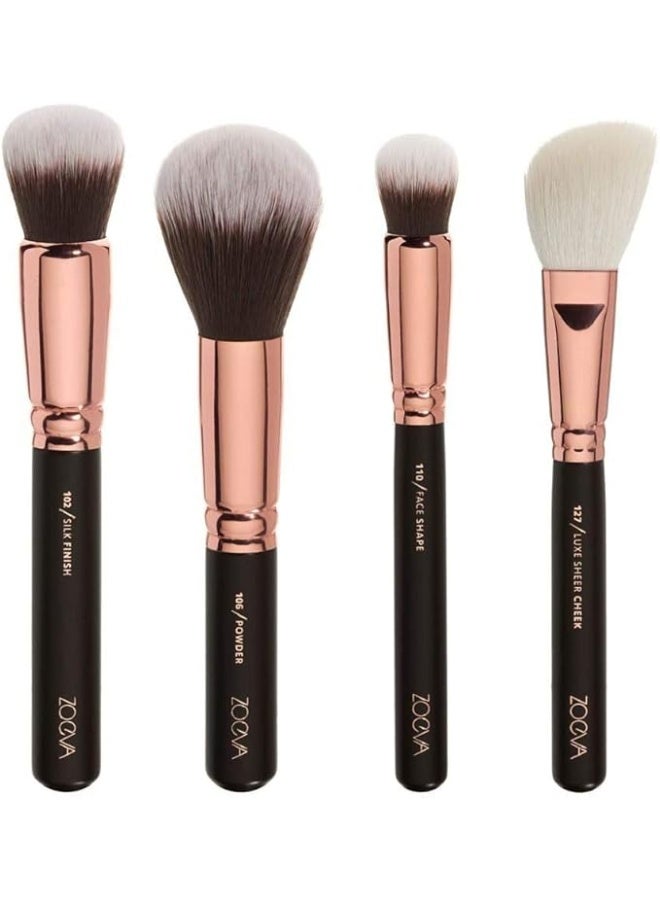 زويفا مجموعة فرش مكياج من زويفا فاشون، 15 قطعة، أدوات فرش دازل كولور للنساء، كريم أساس، خافي عيوب، بودرة، أحمر خدود، مزج، وجه، ظلال عيون، مجموعات فرش سوداء - Image 2