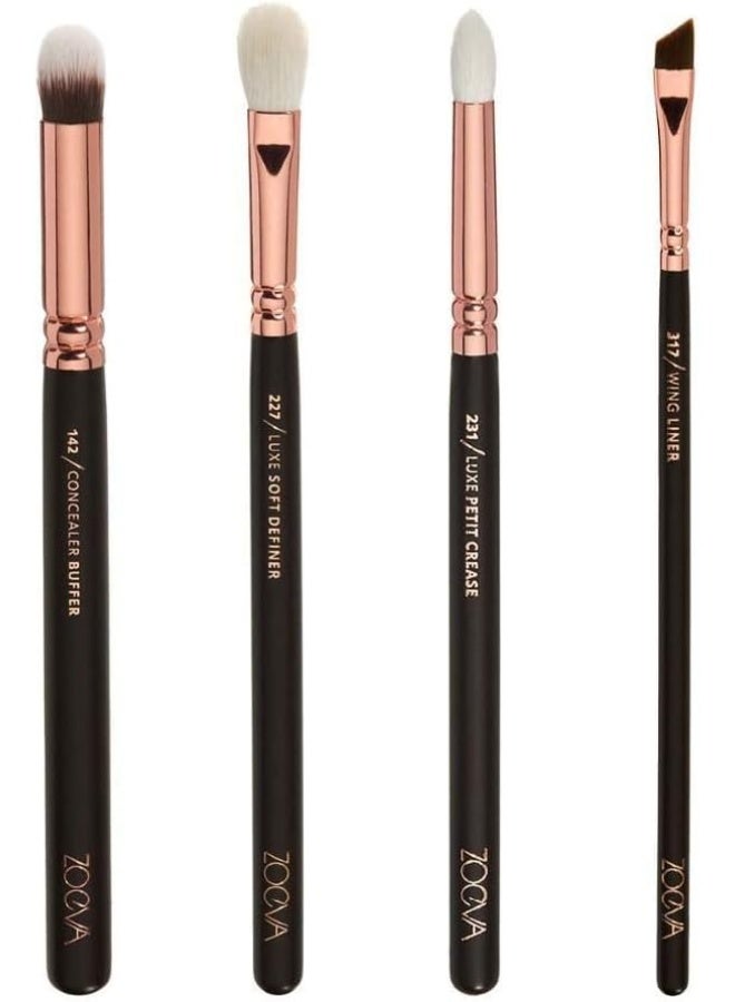 زويفا مجموعة فرش مكياج من زويفا فاشون، 15 قطعة، أدوات فرش دازل كولور للنساء، كريم أساس، خافي عيوب، بودرة، أحمر خدود، مزج، وجه، ظلال عيون، مجموعات فرش سوداء - Image 4