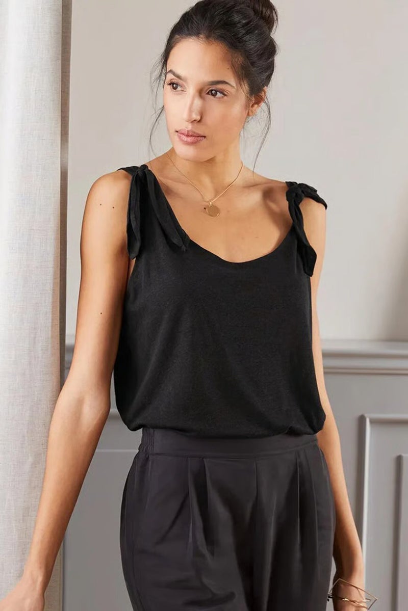 Tchibo Women Scoop Neck Plain Sleeveless Top,  Black - Image 1