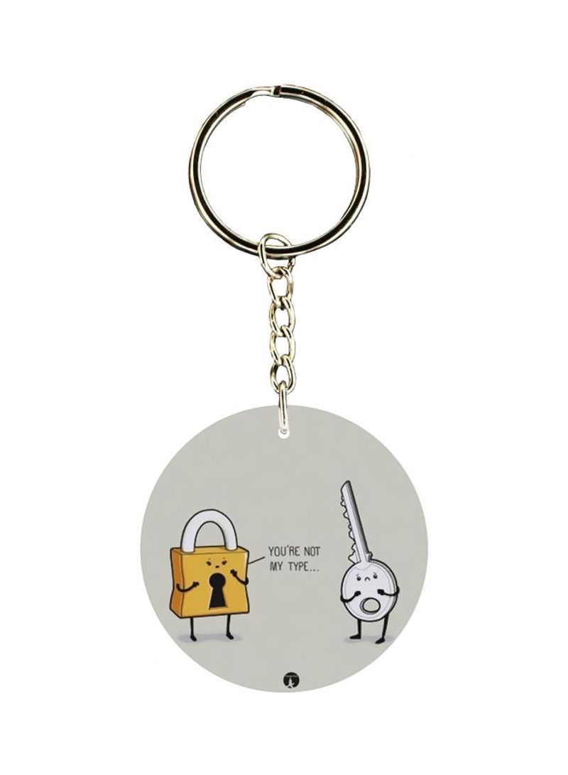 RKN Double Side Lock And Key Printed Keychain