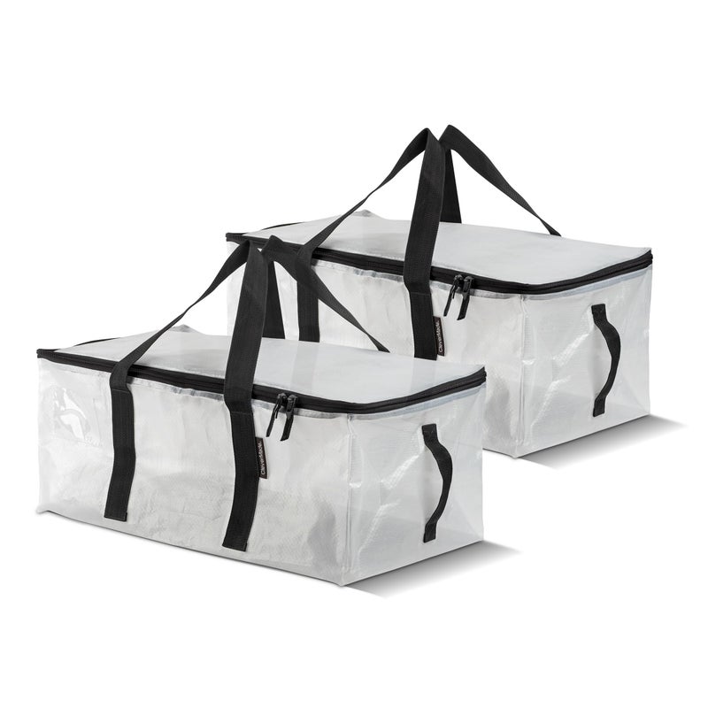 CleverMade Duffle Storage Reusable Grocery Tote - 41L - Pack of 2 - Transparent - Collapsible Storage Shopping Organizer - Heavy Duty Utility Bag Home - Image 1