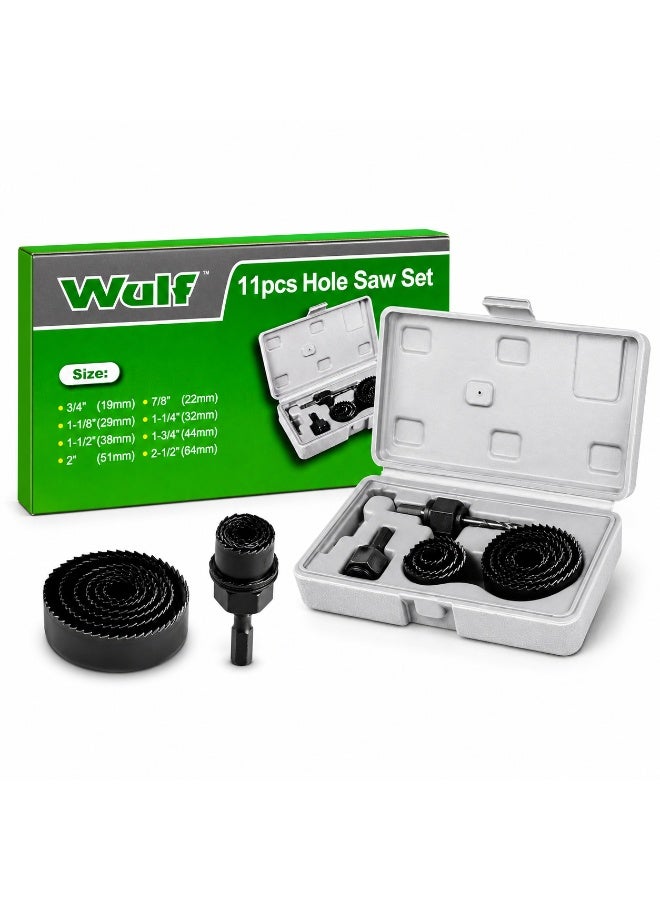 Wulf 11PCS Hole Saw Set Multi Size Hole Cutter Kit with Storage Case for Wood Plastic and DIY Drilling Applications - Image 1