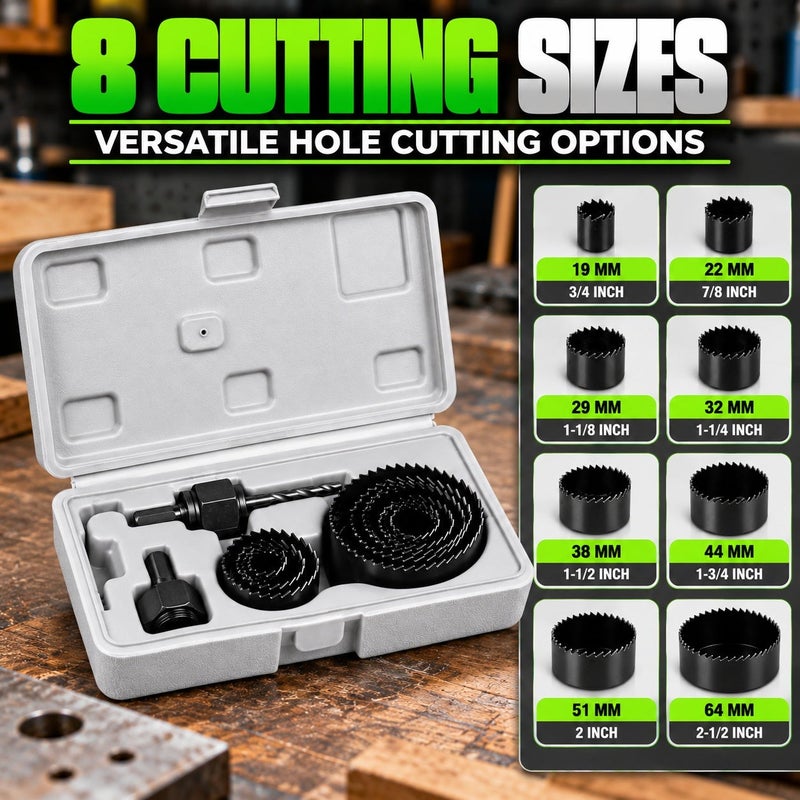 Wulf 11PCS Hole Saw Set Multi Size Hole Cutter Kit with Storage Case for Wood Plastic and DIY Drilling Applications - Image 3