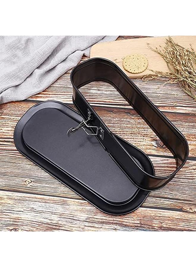 أم أن صينية خبز سبرينغفورم مستطيلة الشكل غير لاصقة مع قفل وقاعدة قابلة للإزالة قالب كيك وحلوى 12 بوصة مع صينية عائمة - Image 4