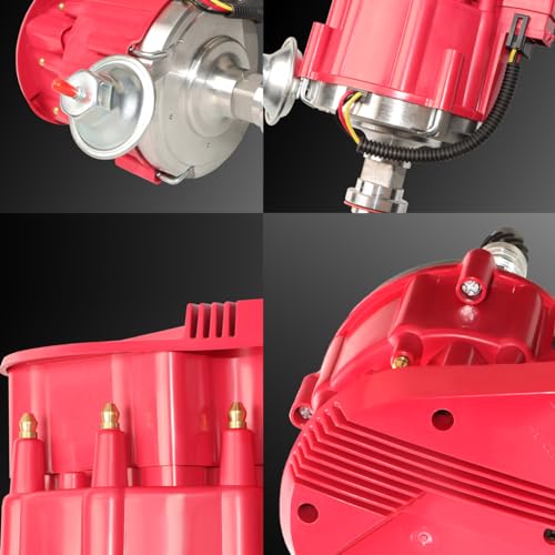 MAS Racing HEI Ignition Distributor with Wiring Set Replacement for Chevy 302 454 gm SBC BBC 65k Coil 7500RPM Chevrolet C10 GMC 400 350 V8 4.6L 5.0L 5.7L 6.5L 6.6L 7.4L(HEI Red Cap) - Image 5