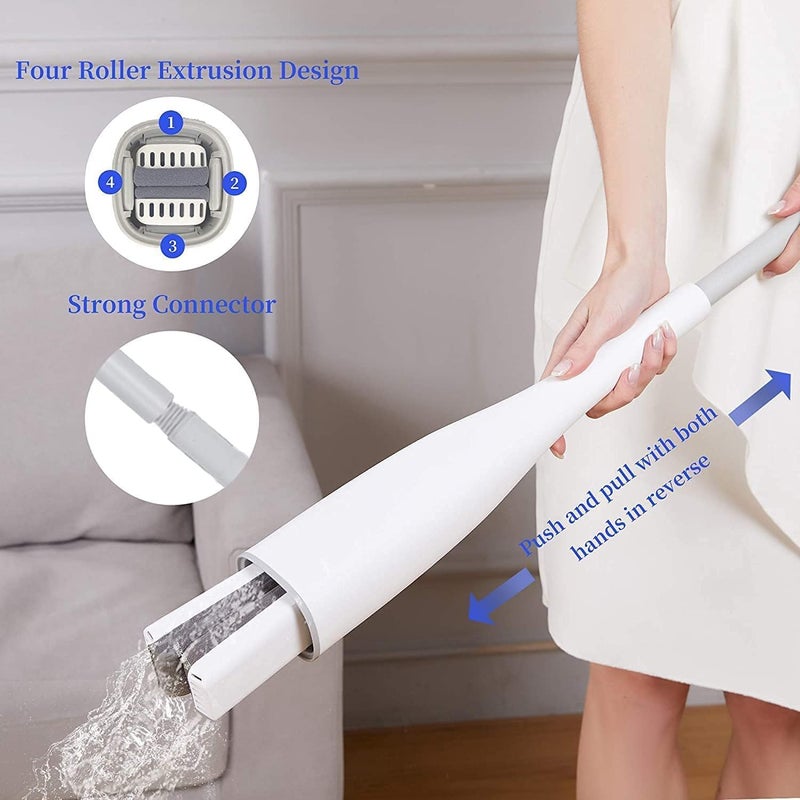 Suicune SelfTwisting Mop Squeeze Roller Sponge Mop with Floor Scrub Mop Easy to Clean Dust and Pet Hair Lightweight Storage for Household Cleaning Tools - Image 5