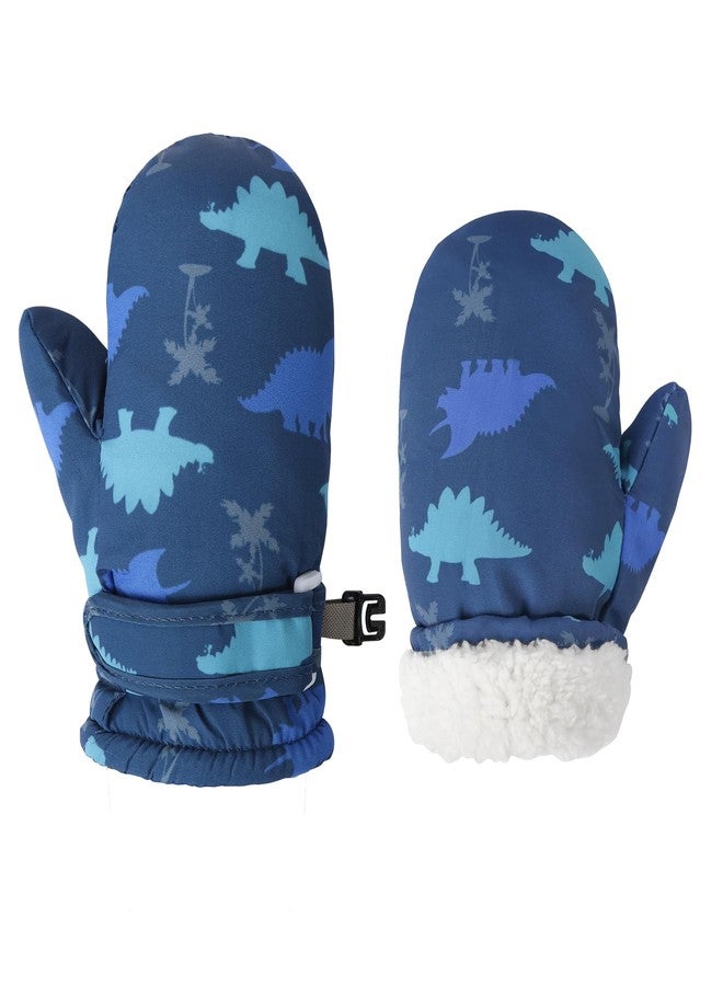 Fynnsure Toddler Mittens Lined Fleece Snow Gloves for Boys Girls Kids Winter Ski Gloves Baby Mittens, Blue&gray Dinosaur, 4-6 Years - Image 1